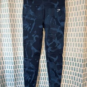 Gymshark Blue High-Waisted Leggings with Geometric Pattern